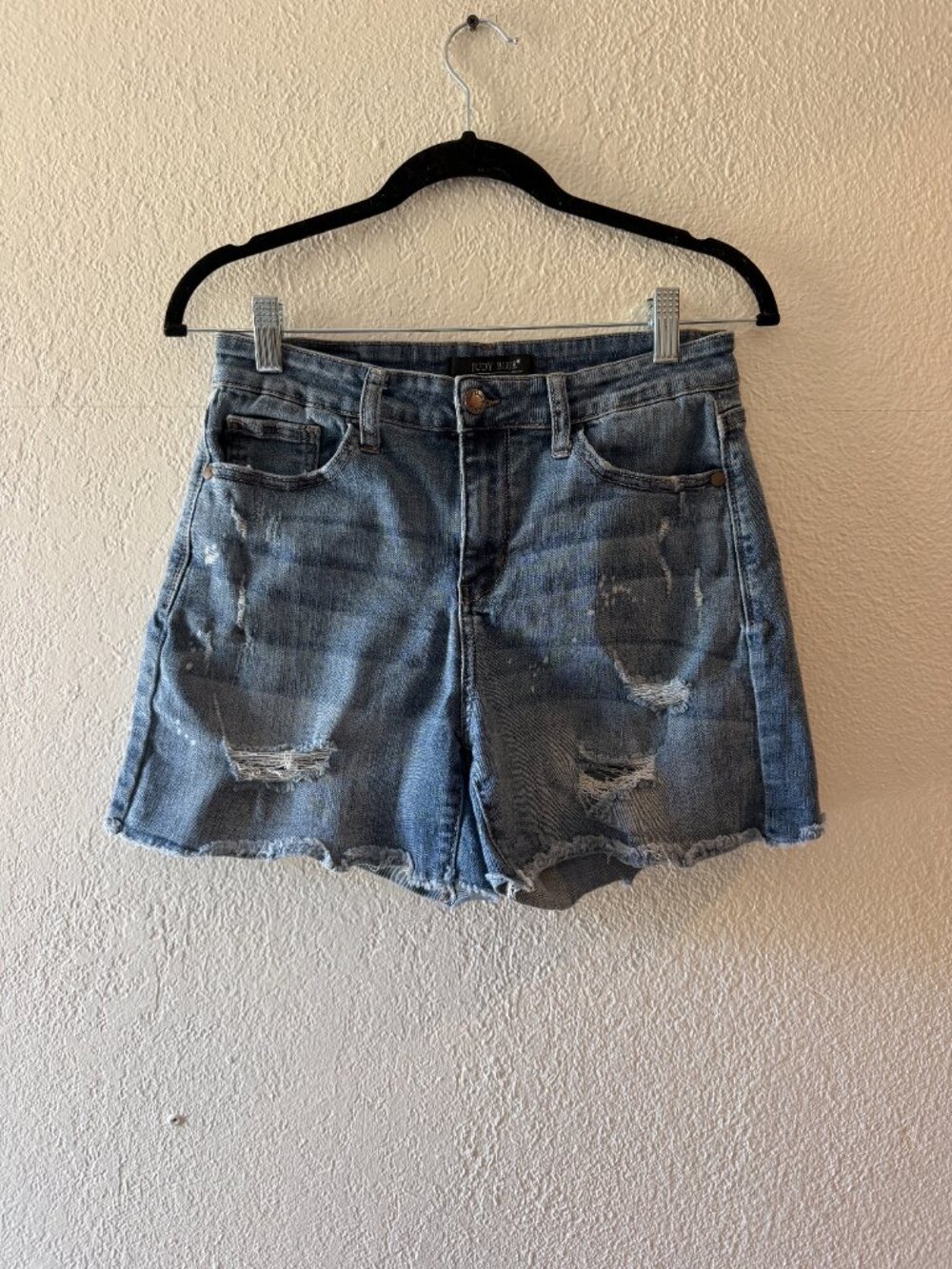 Judy Blue Beach Splash Distressed Jean Shorts, Size 28